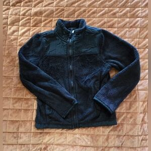 The Children’s Place Girls’ Black Sherpa Zip-Up Fleece Jacket – Warm Winter Coat